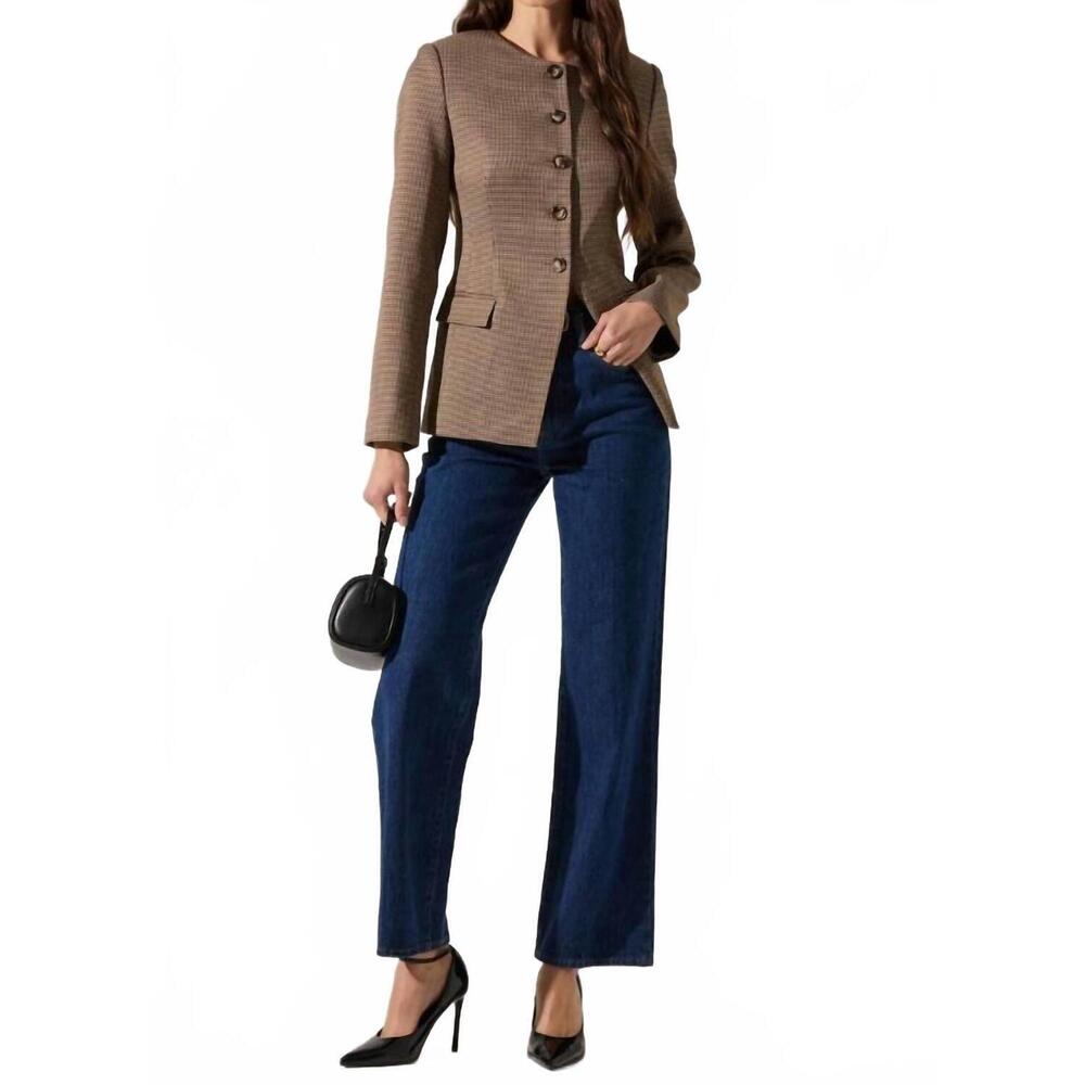 NEW ASTR bellmere jacket in brown houndstooth - Picture 6 of 7